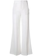 Alice+olivia Flared Trousers, Women's, Size: 12, White, Polyester/spandex/elastane