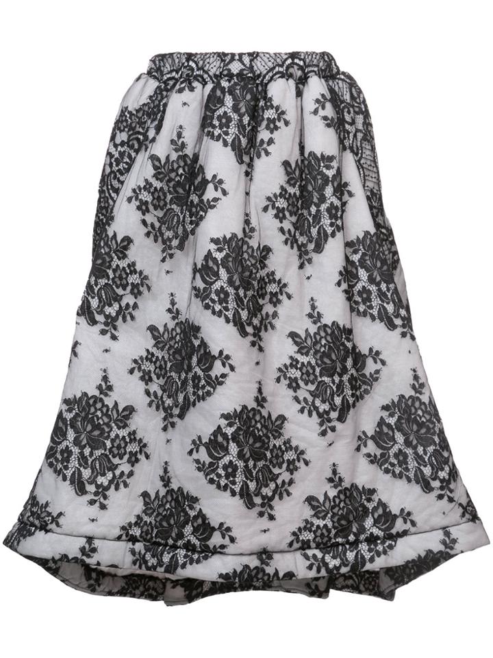Comme Des Garçons Printed Full Skirt - White