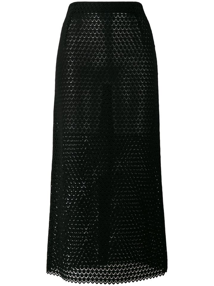 Melampo - Scalloped Skirt - Women - Cotton/polyester - 40, Black, Cotton/polyester