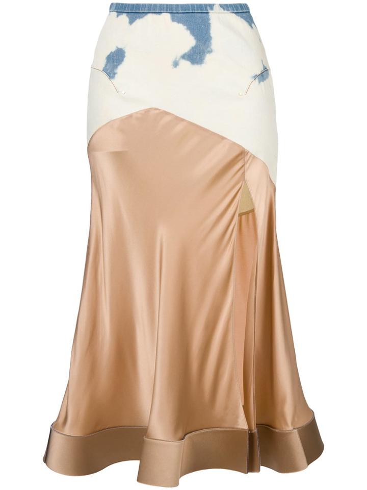 Esteban Cortazar Contrast Flared Skirt - Nude & Neutrals