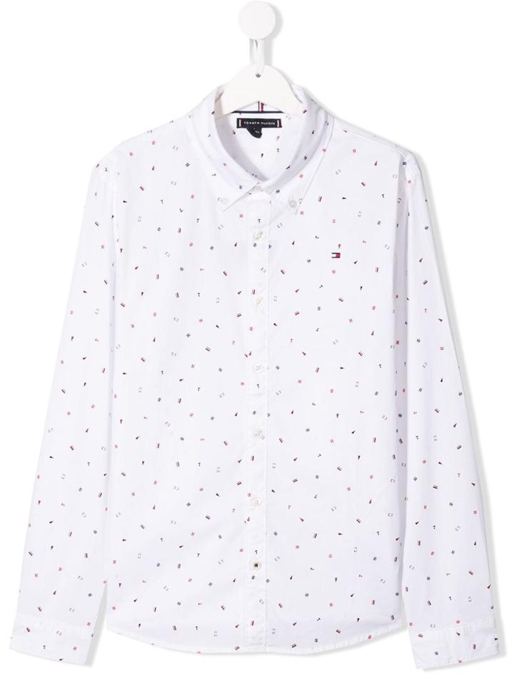 Tommy Hilfiger Junior All-over Flag Print Shirt - White