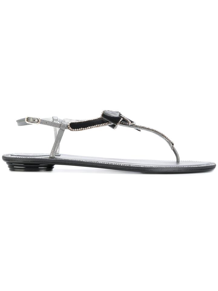 René Caovilla Bow Sandals - Black