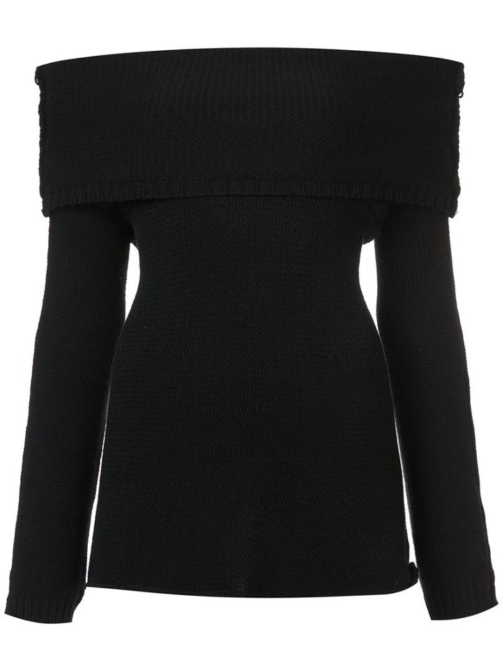 Rosetta Getty - Off-shoulder Knitted Top - Women - Viscose - 6, Black, Viscose