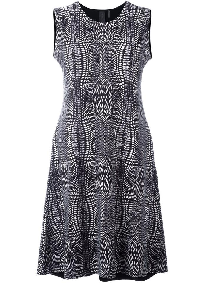 Norma Kamali Optical Illusion Flared Dress, Women's, Size: Large, Black, Viscose