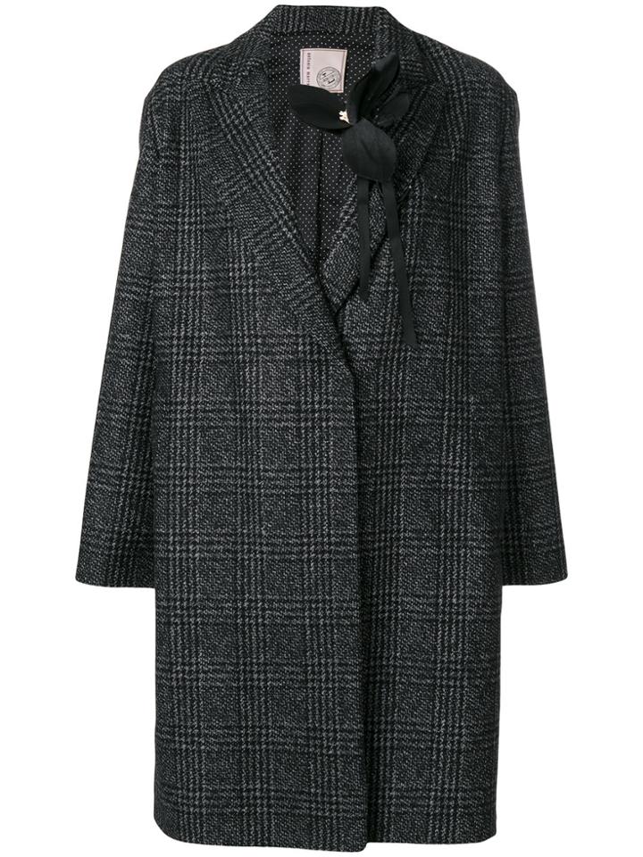Antonio Marras Brooch Detail Checked Coat - Black