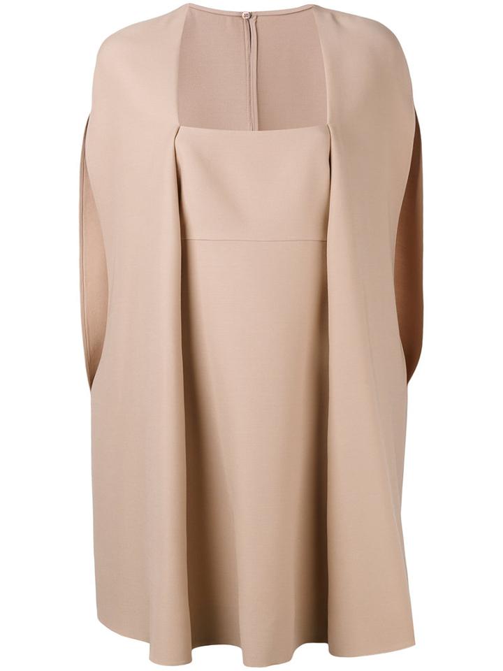 Valentino Cape Overlay Detail Dress, Women's, Size: 42, Pink/purple, Silk/virgin Wool