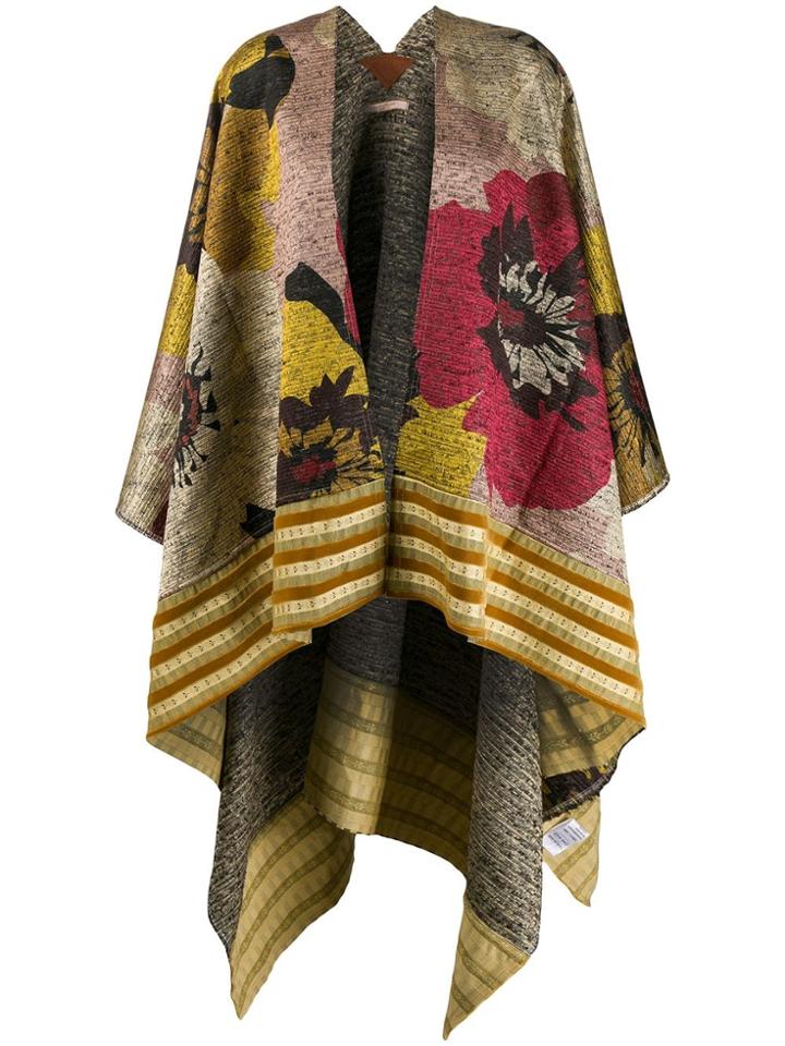 Ermanno Gallamini Floral Woven Cape - Yellow