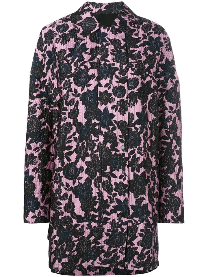 Christian Wijnants - Floral Print Coat - Women - Polyester/cupro/viscose - 38, Black, Polyester/cupro/viscose