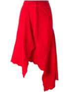 Marques'almeida Asymmetric Draped Skirt, Women's, Size: 10, Red, Wool