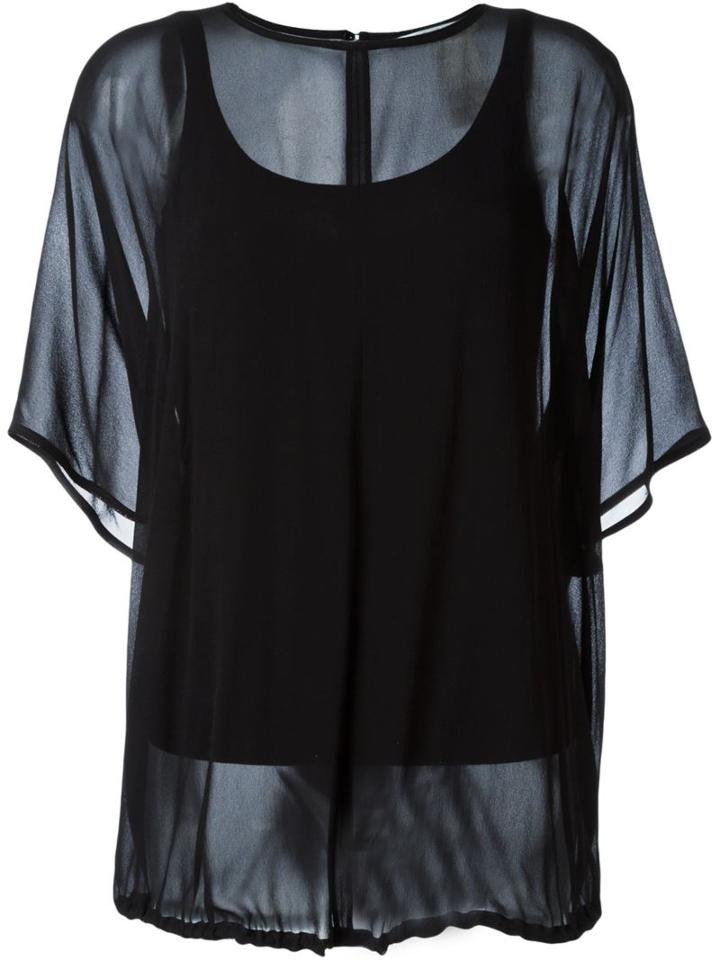 Max Mara Layered Blouse, Women's, Size: 46, Black, Silk/viscose/spandex/elastane