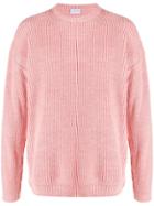 Family First Oversized Ribbed-knit Jumper - Pink
