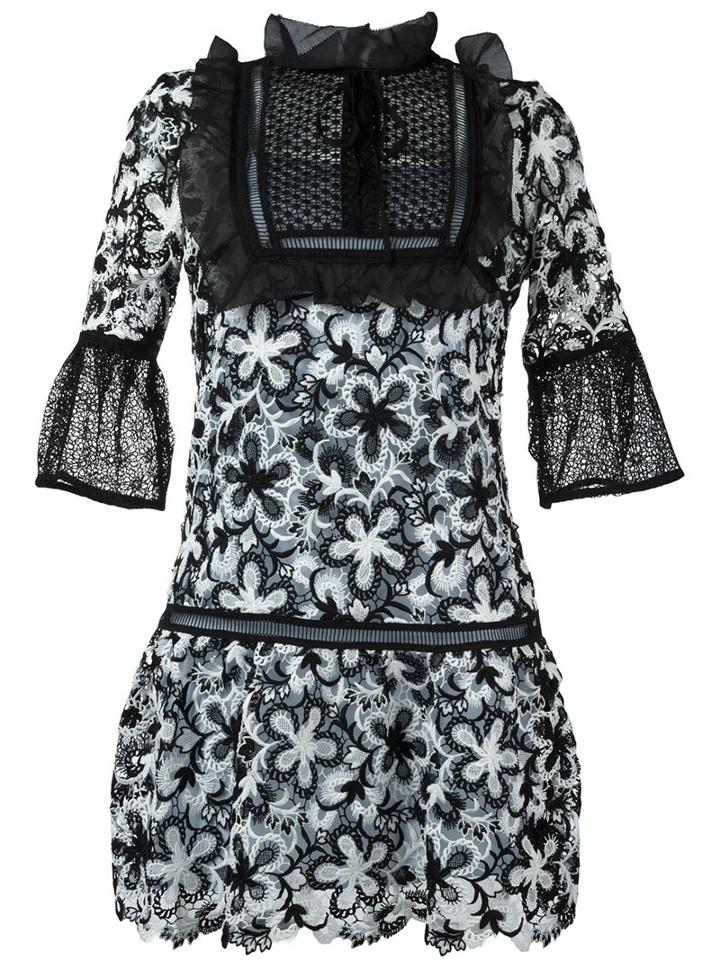 Self-portrait Floral Embroidered Frill Dress