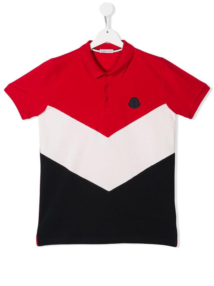 Moncler Kids Colour Block Polo Shirt - Red