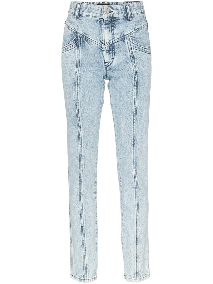Isabel Marant Lorricka Acid Wash Seam Detail Skinny Jeans - Blue
