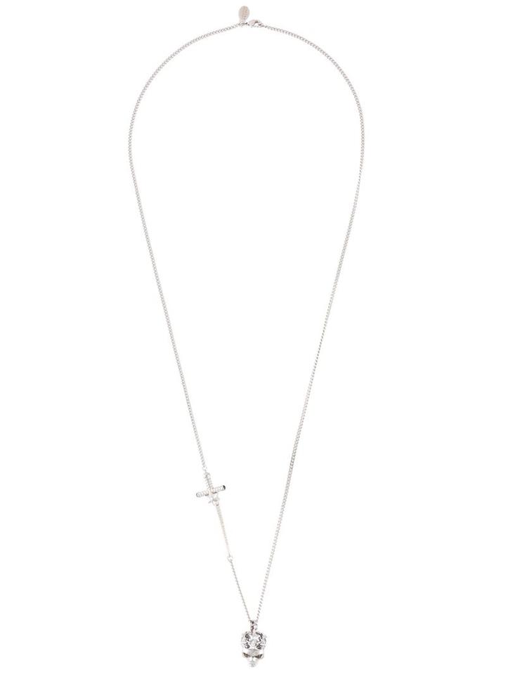 Alexander Mcqueen Star Dust Skull Necklace, Women's, Metallic