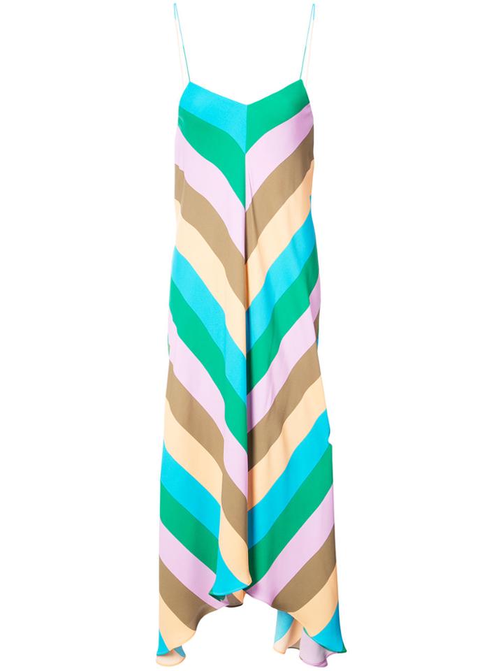 Tibi Striped Asymmetric Hem Dress - Multicolour