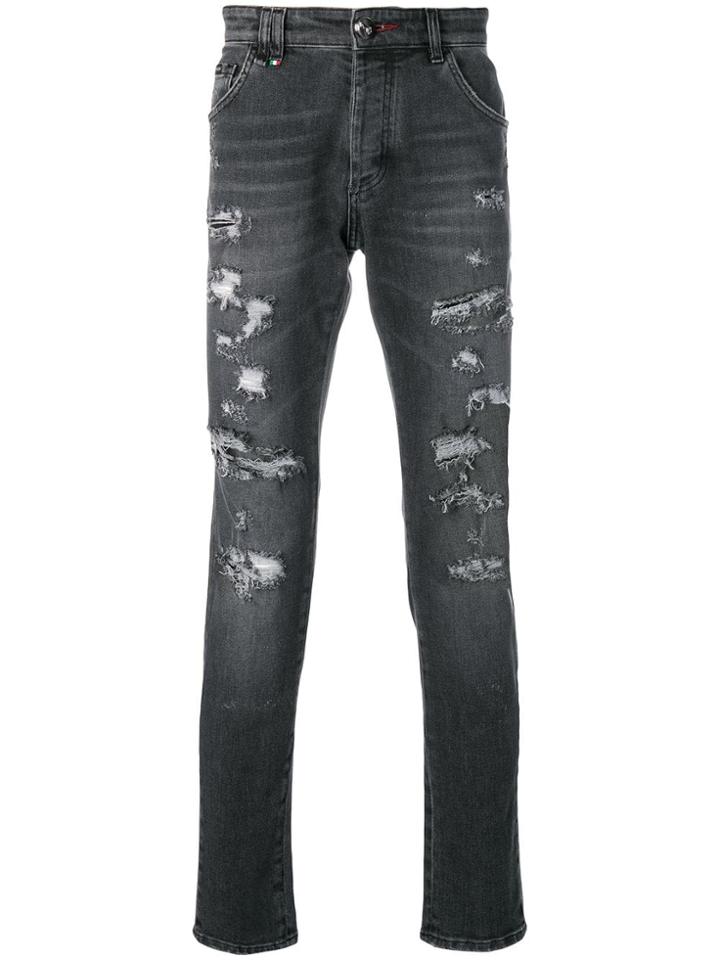 Philipp Plein Logo Print Jeans - Black