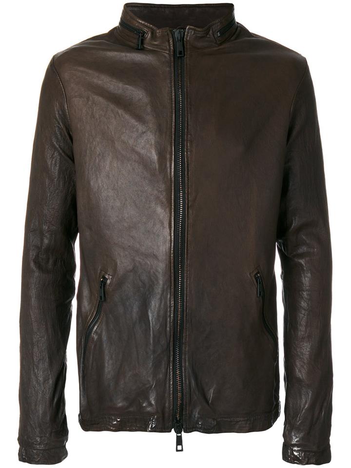 Giorgio Brato - Double Zip Jacket - Men - Leather/polyester - 48, Brown, Leather/polyester