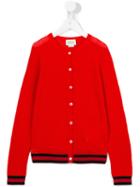 Gucci Kids Contrast Stripe Cardigan, Girl's, Size: 10 Yrs, Red