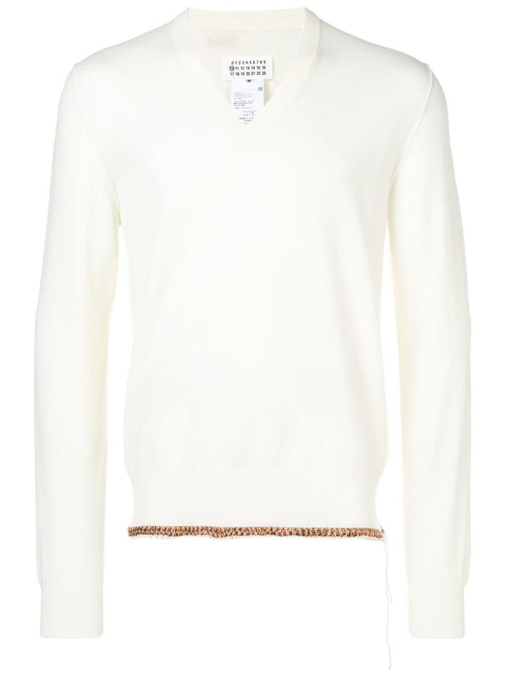 Maison Margiela V-neck Sweater - White