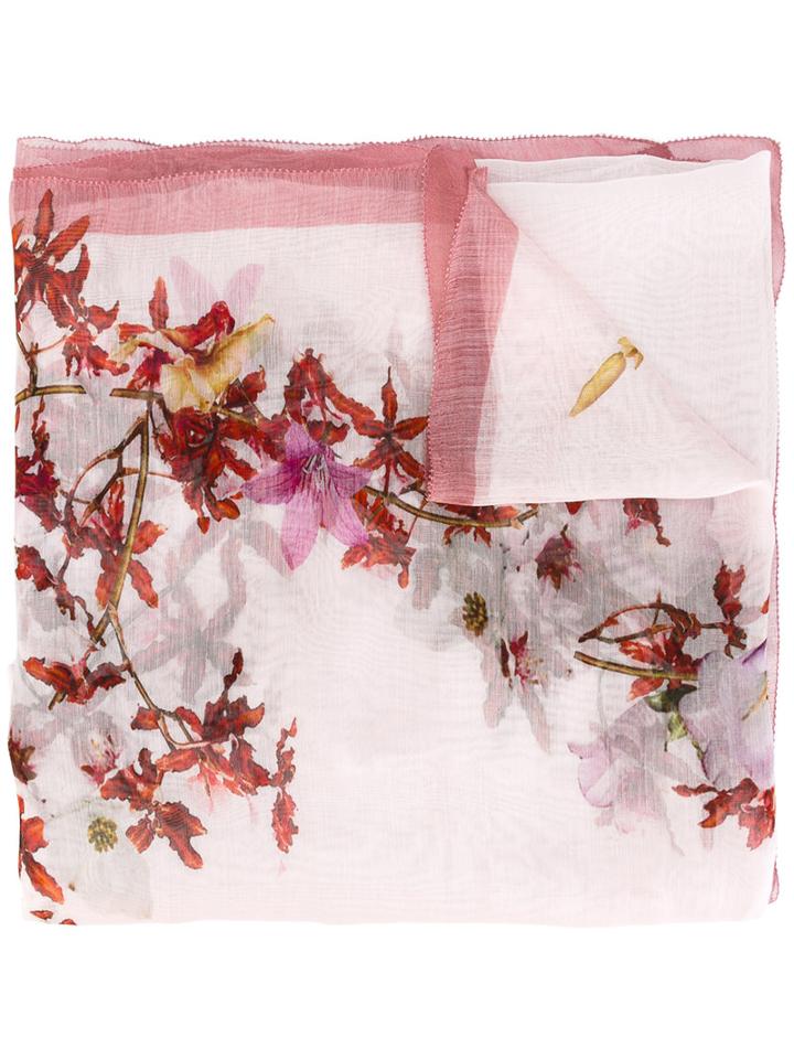 Faliero Sarti - Floral Print Scarf - Women - Silk/modal - One Size, Women's, Pink/purple, Silk/modal