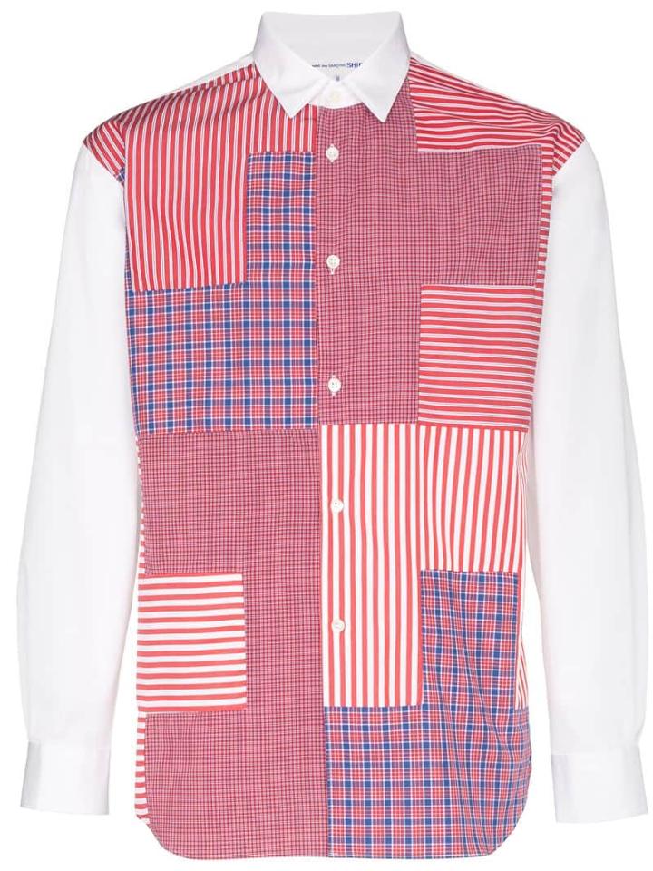 Comme Des Garçons Shirt Patchwork Panel Shirt - Red