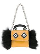 Les Petits Joueurs - Ethnic Patterned Clutch - Women - Patent Leather/rabbit Fur - One Size, Yellow/orange, Patent Leather/rabbit Fur