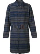 Engineered Garments Striped Trench Coat, Men's, Size: Medium, Grey, Cotton/wool