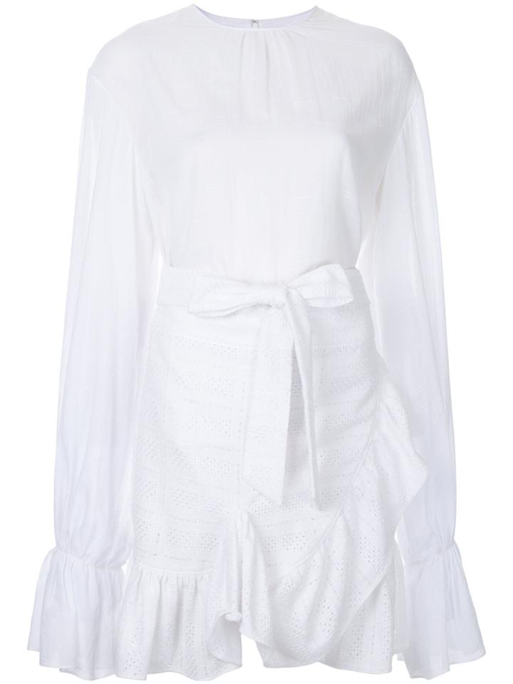 Goen.j Elongated Sleeves Ruffled Dress - White