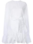 Goen.j Elongated Sleeves Ruffled Dress - White