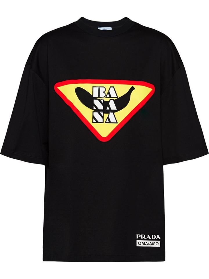 Prada Print Jersey T-shirt - Black
