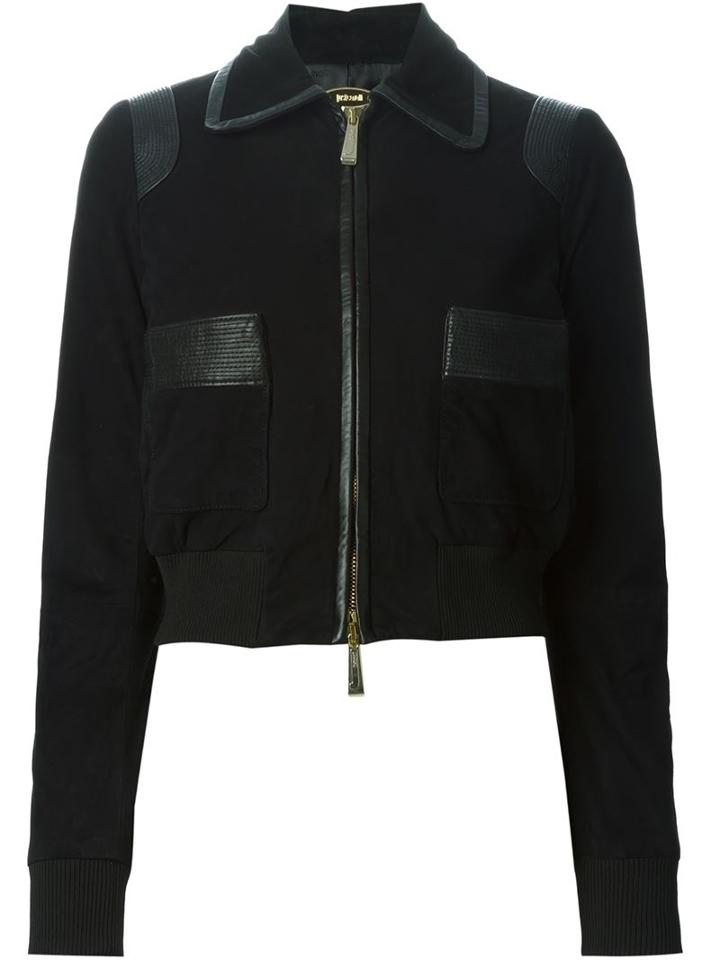 Just Cavalli Leather Trim Jacket