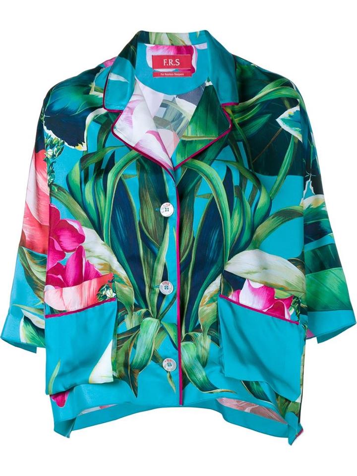For Restless Sleepers Tropical Print Silk Shirt