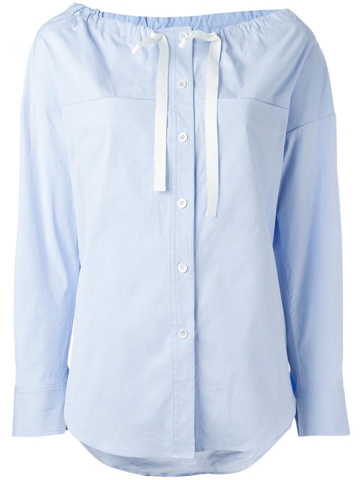 Theory Off Shoulder Shirt, Women's, Size: Medium, Blue, Cotton/spandex/elastane