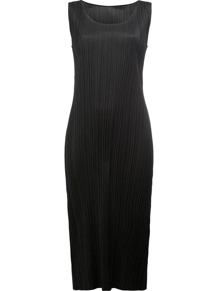 Pleats Please By Issey Miyake Pleated Fitted Dress, Women's, Size: 4, Black, Polyester