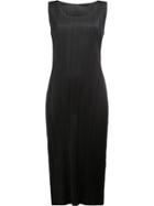 Pleats Please By Issey Miyake Pleated Fitted Dress, Women's, Size: 4, Black, Polyester