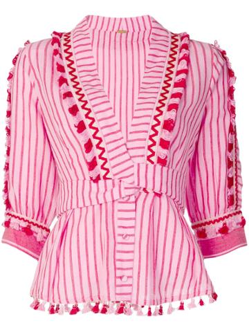 Dodo Bar Or Striped Plunge-neck Blouse - Pink