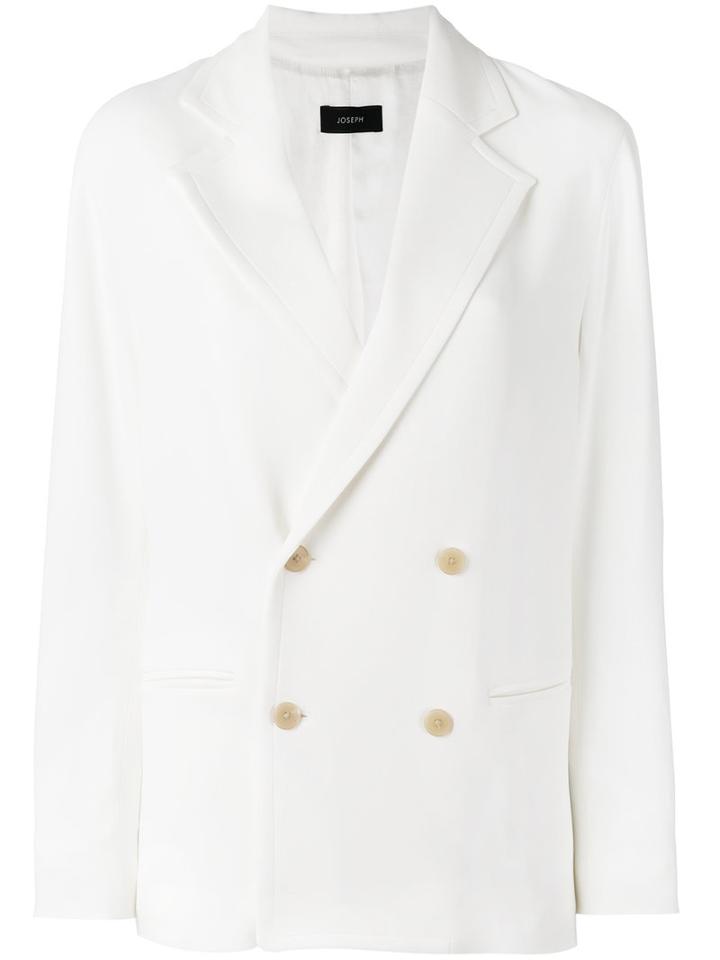 Joseph Double Breasted Blazer, Women's, Size: 44, White, Viscose/acetate/spandex/elastane