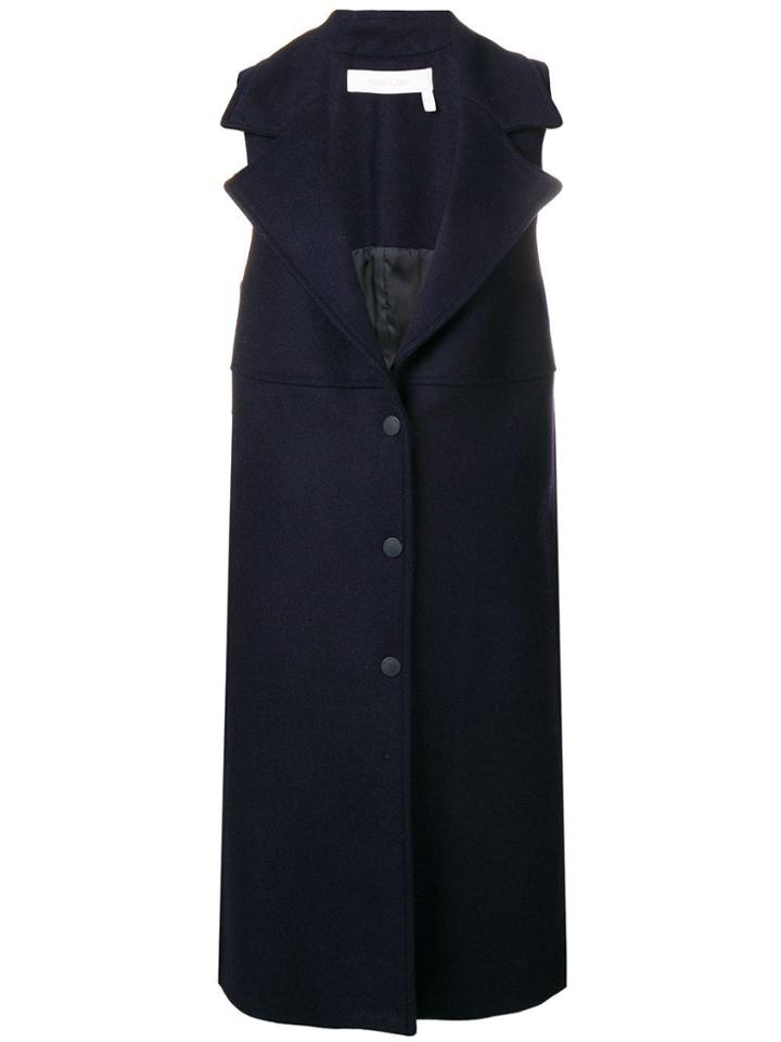 See By Chloé Sleeveless Single-breasted Coat - Blue