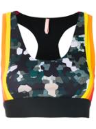 No Ka' Oi Striped Mosaic Camouflage Crop Top - Multicolour