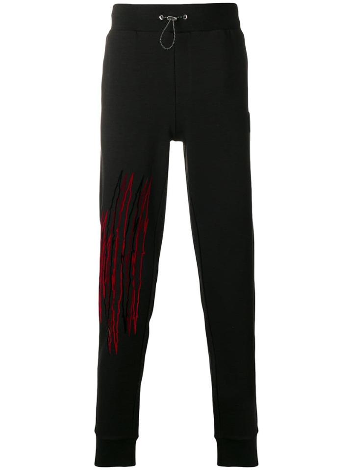 Plein Sport Line Embroidered Track Pants - Black
