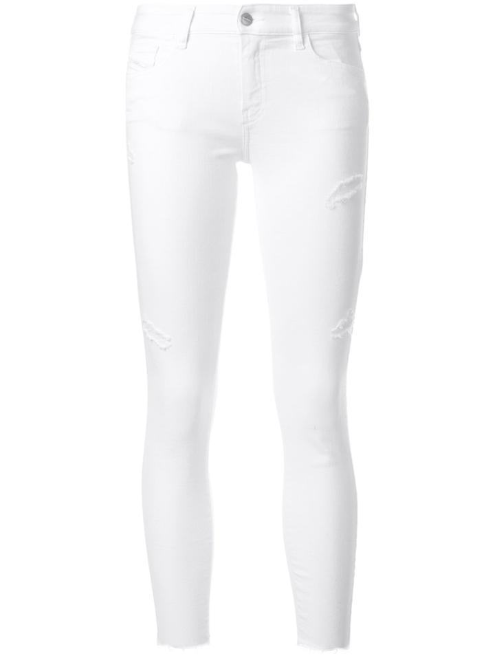 Diesel Distressed Cropped Skinny Jeans - White