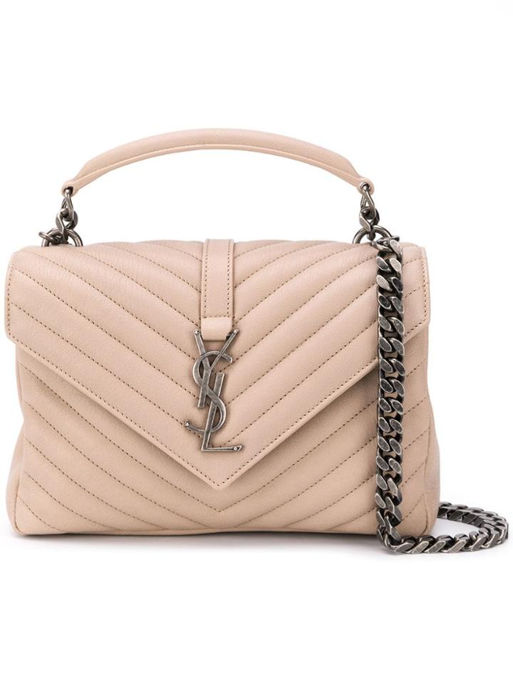 Saint Laurent Medium Monogramme Quilted College Bag - Neutrals
