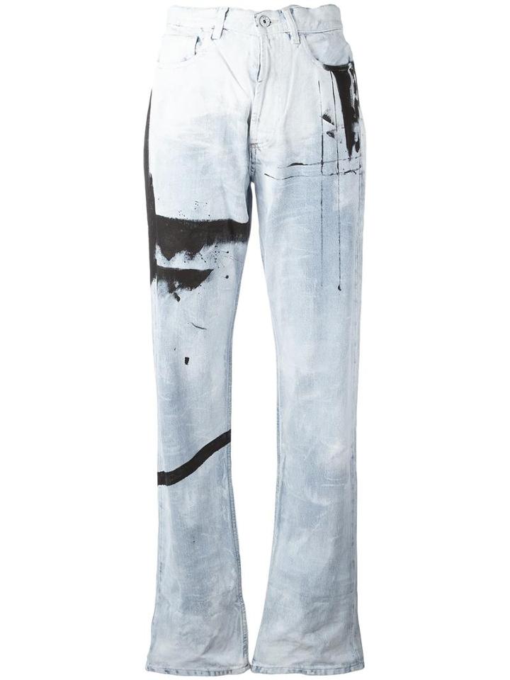 Faith Connexion Paint Splattered Boyfriend Jeans, Women's, Size: 25, Blue, Cotton