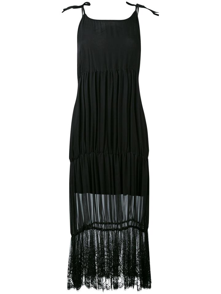 Federica Tosi - Lace Trim Dress - Women - Silk/modal/spandex/elastane - L, Black, Silk/modal/spandex/elastane