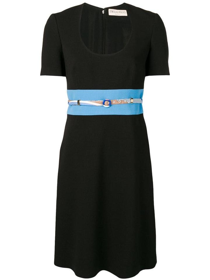 Emilio Pucci Contrast Belted Black Dress