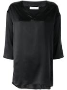 Fabiana Filippi Cropped Sleeve V-neck Top - Black