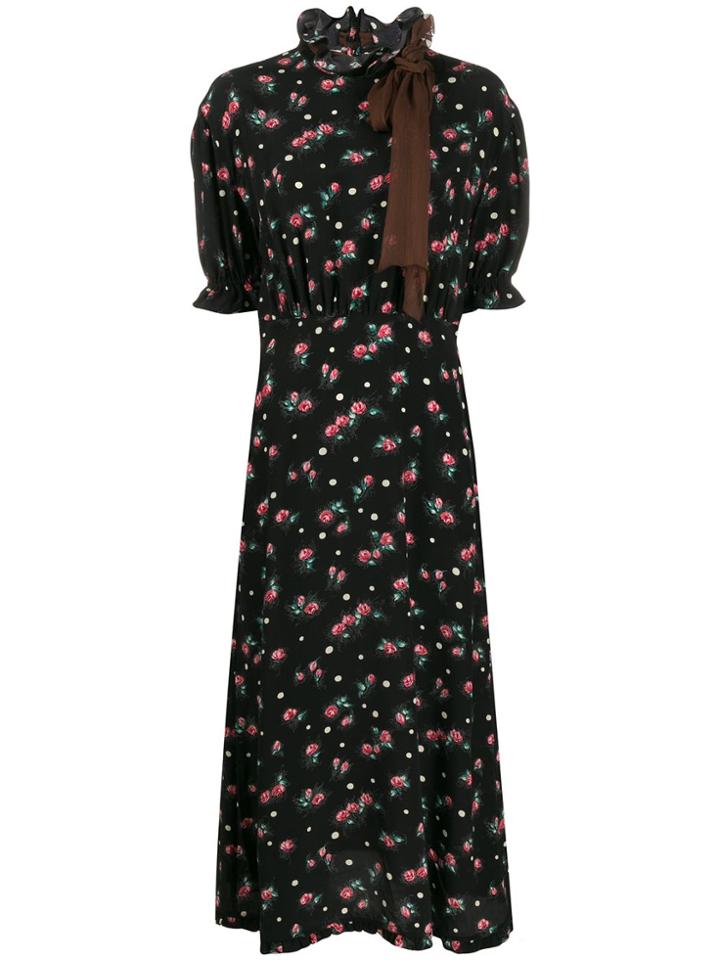 Miu Miu Printed Marocain Dress - Black