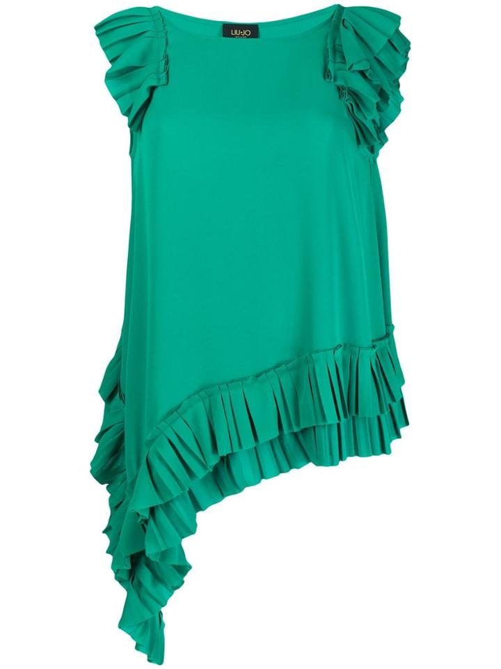 Liu Jo Asymmetric Pleated Trim Top - Green