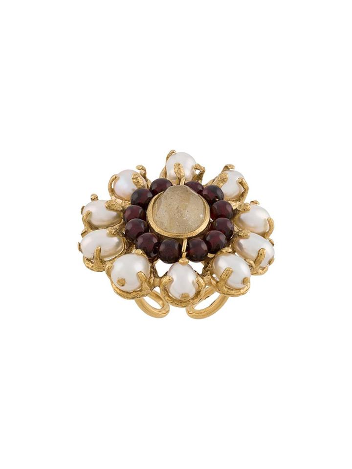 Goossens Perle Baroque Floral Ring - White